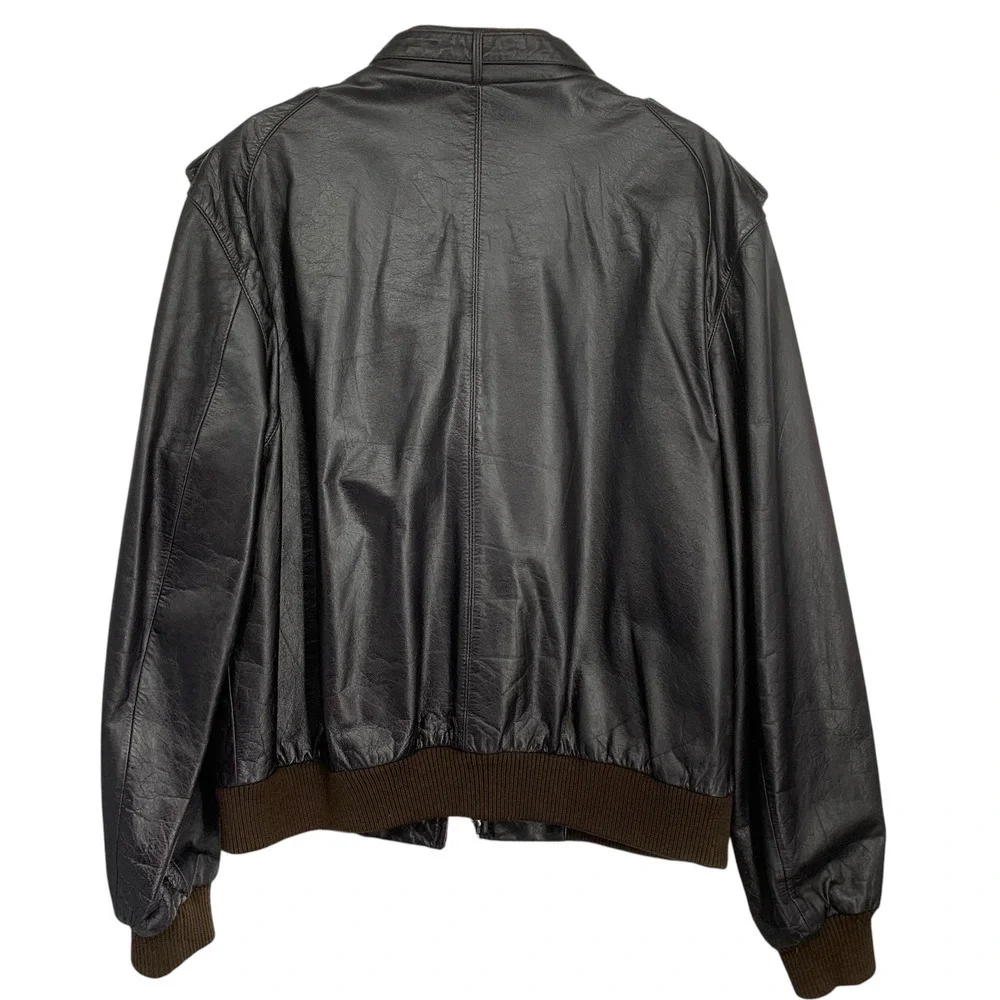 Vintage 1980's Members Only Men's Sz 44 Brown Leather Racer Jacket Europe Craft